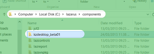 KZDesktop copied inside Lazarus components directory