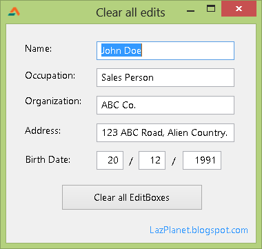 Clear all button coded with simple commands in Lazarus