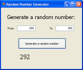Random number generator program code running