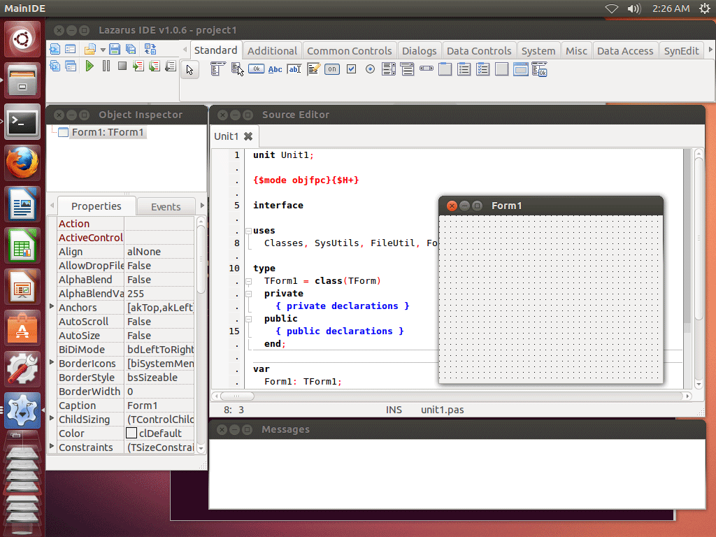 Screenshot of Lazarus running on Ubuntu 13.04 (Linux)