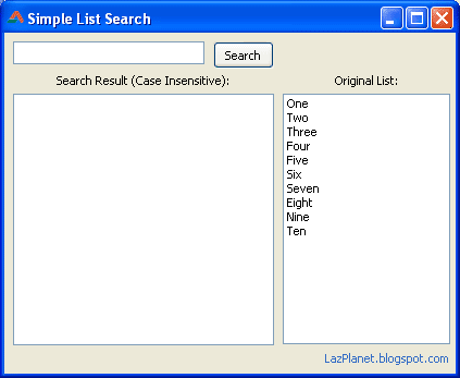 Simple list search in Lazarus (runtime)