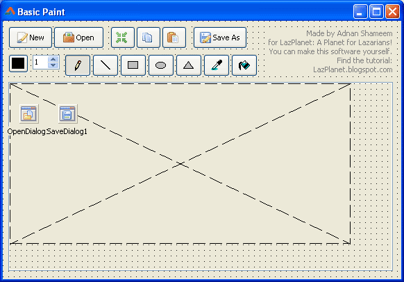 Form layout for a basic paint project in Lazarus IDE form view