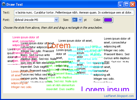 Project with options to choose text, font, size, color etc.