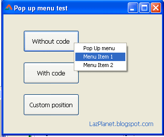 Popup Menu sample application made in Lazarus