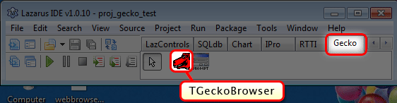 TGeckoBrowser component in the Gecko toolbar tab -- Lazarus IDE