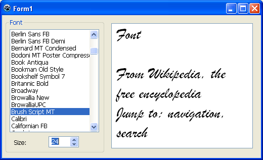 Lazarus font list demo screenshot sample code