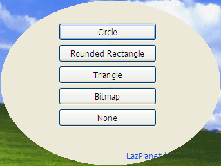 Lazarus custom form shape: Circle or Ellipse