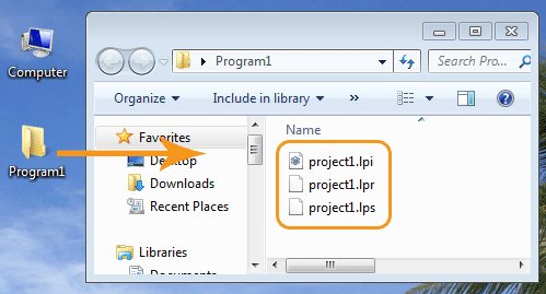 Project files of a Program project