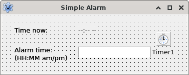 Simple alarm clock form layout in Lazarus IDE