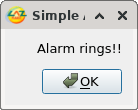 Simple alarm clock alarm message