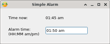 Simple alarm clock running