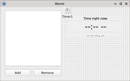 Alarm clock form1 layout in Lazarus IDE