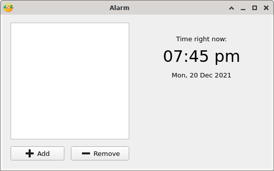 Advanced alarm clock main window